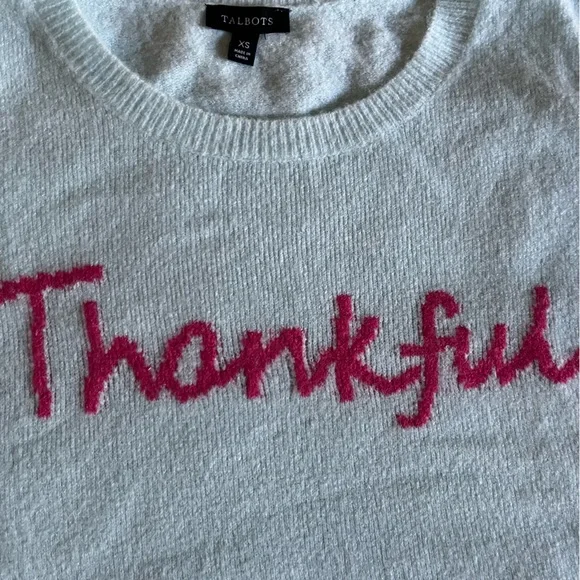 Talbots Light Blue 'Thankful' Sweater XS perfect conditioning worn once - Picture 6 of 7